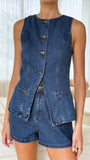 Cairo Denim Vest Dark Mid