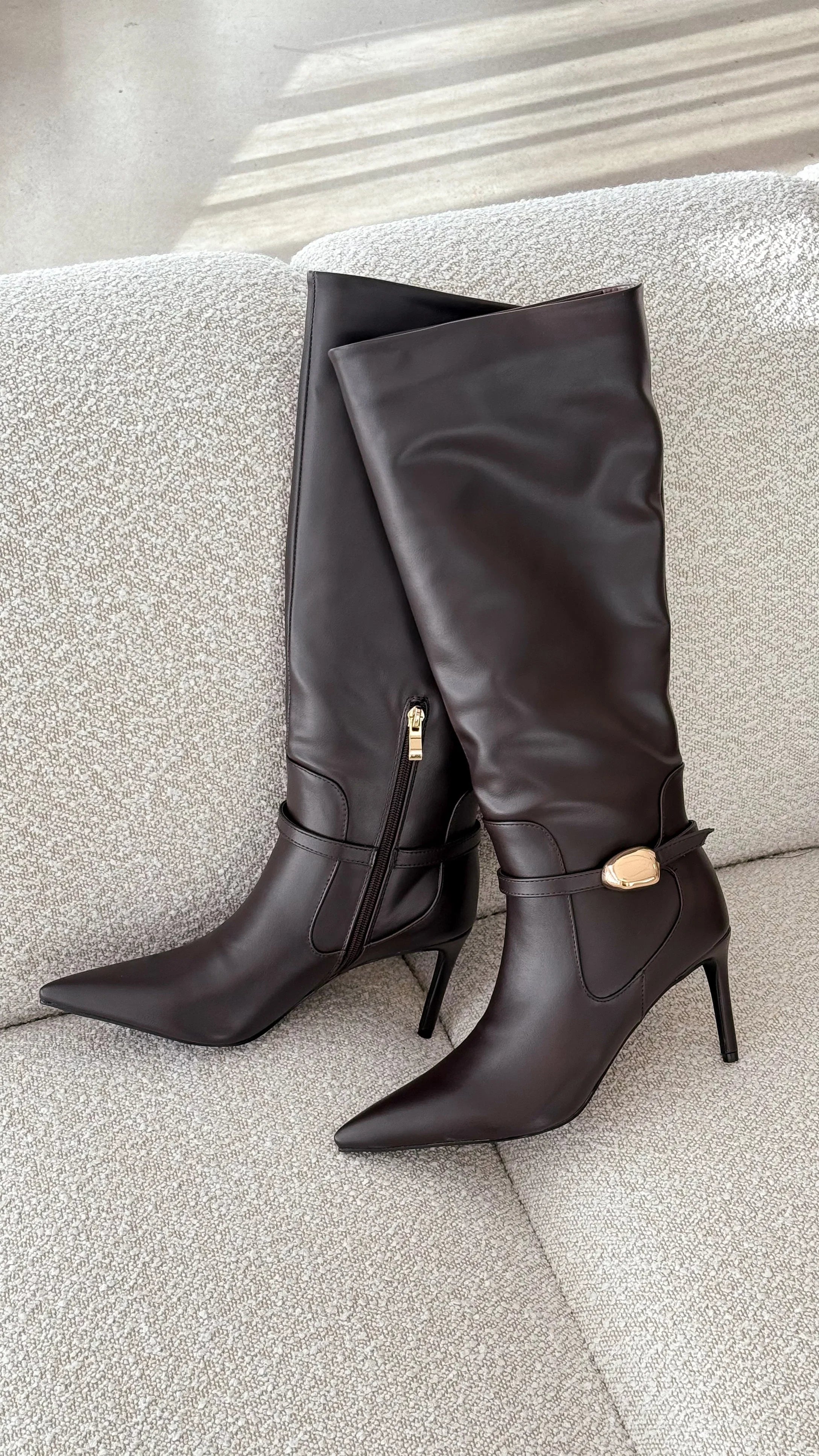 Druella Heeled Boot Dark Cacao