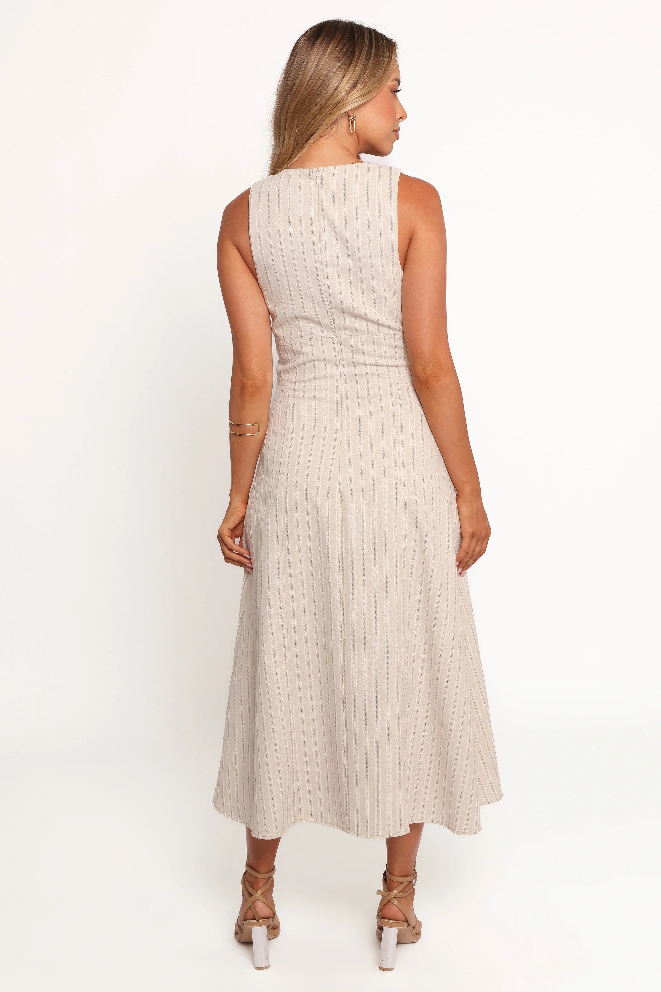 Aisling Midi Dress Beige Gold