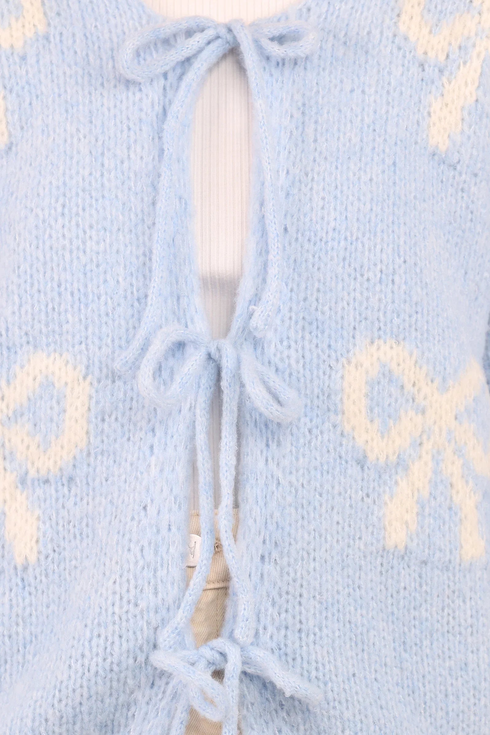 Vienna Bow Cardigan Pale Blue