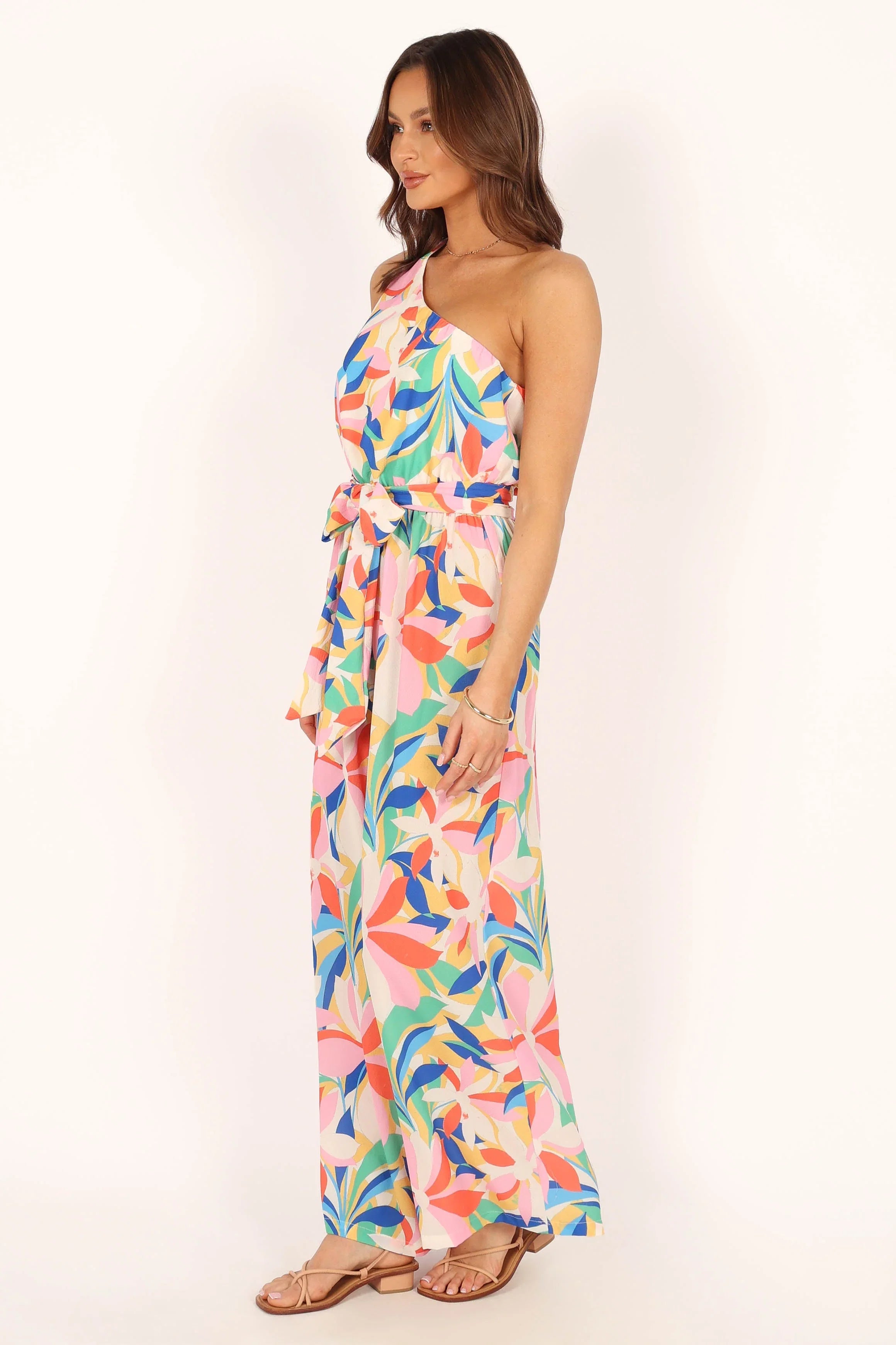 Belinda One Shoulder Jumpsuit Floral