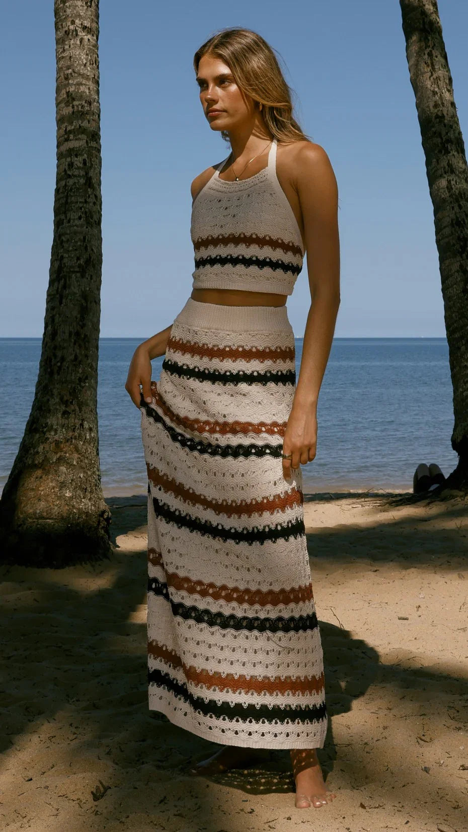 Kamali Maxi Skirt Natural Stripe