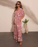 Carlea Abstract Print Waist Tie Jumpsuit