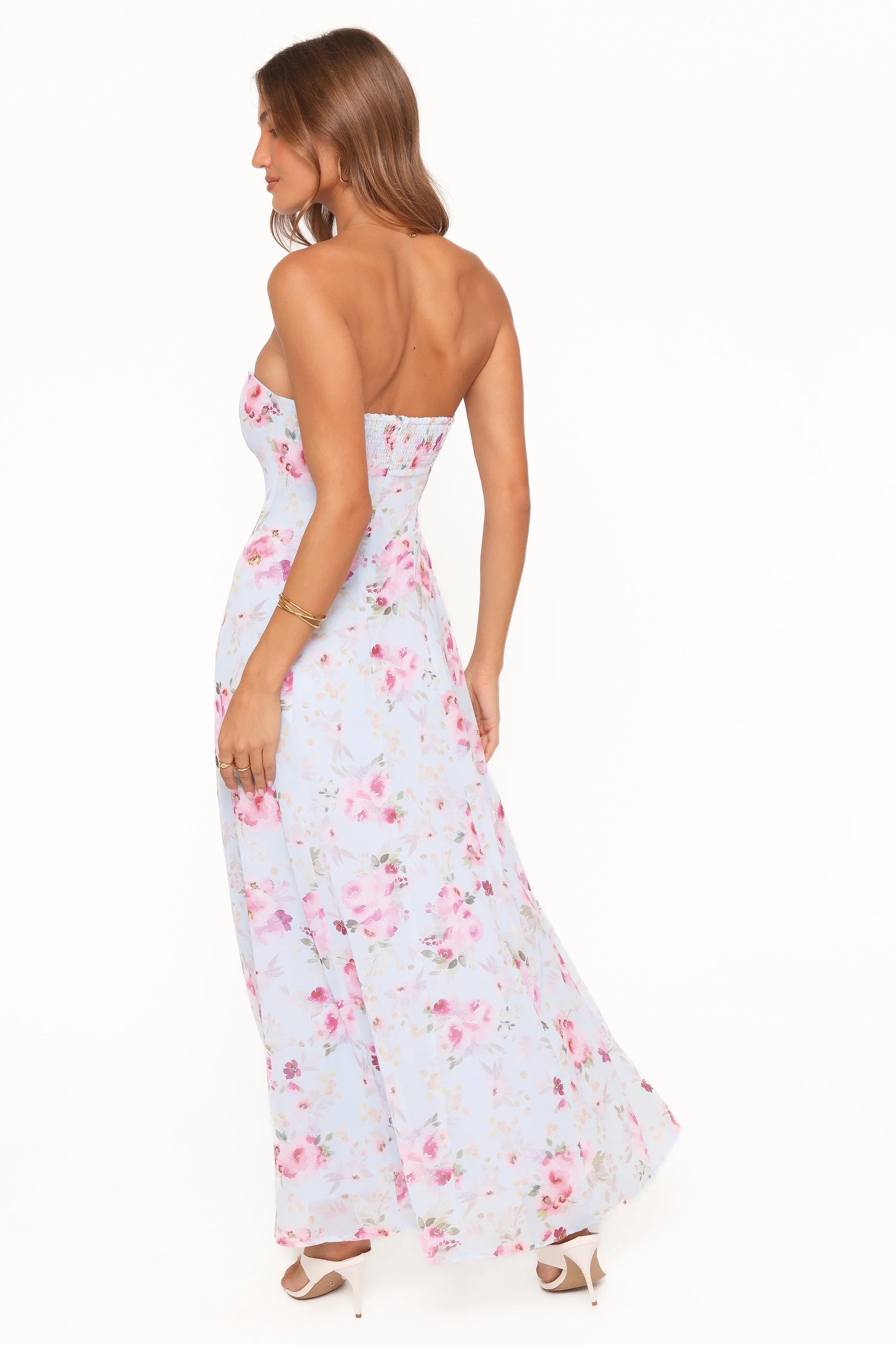 Vegas Strapless Maxi Dress Blue Floral