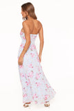 Vegas Strapless Maxi Dress Blue Floral