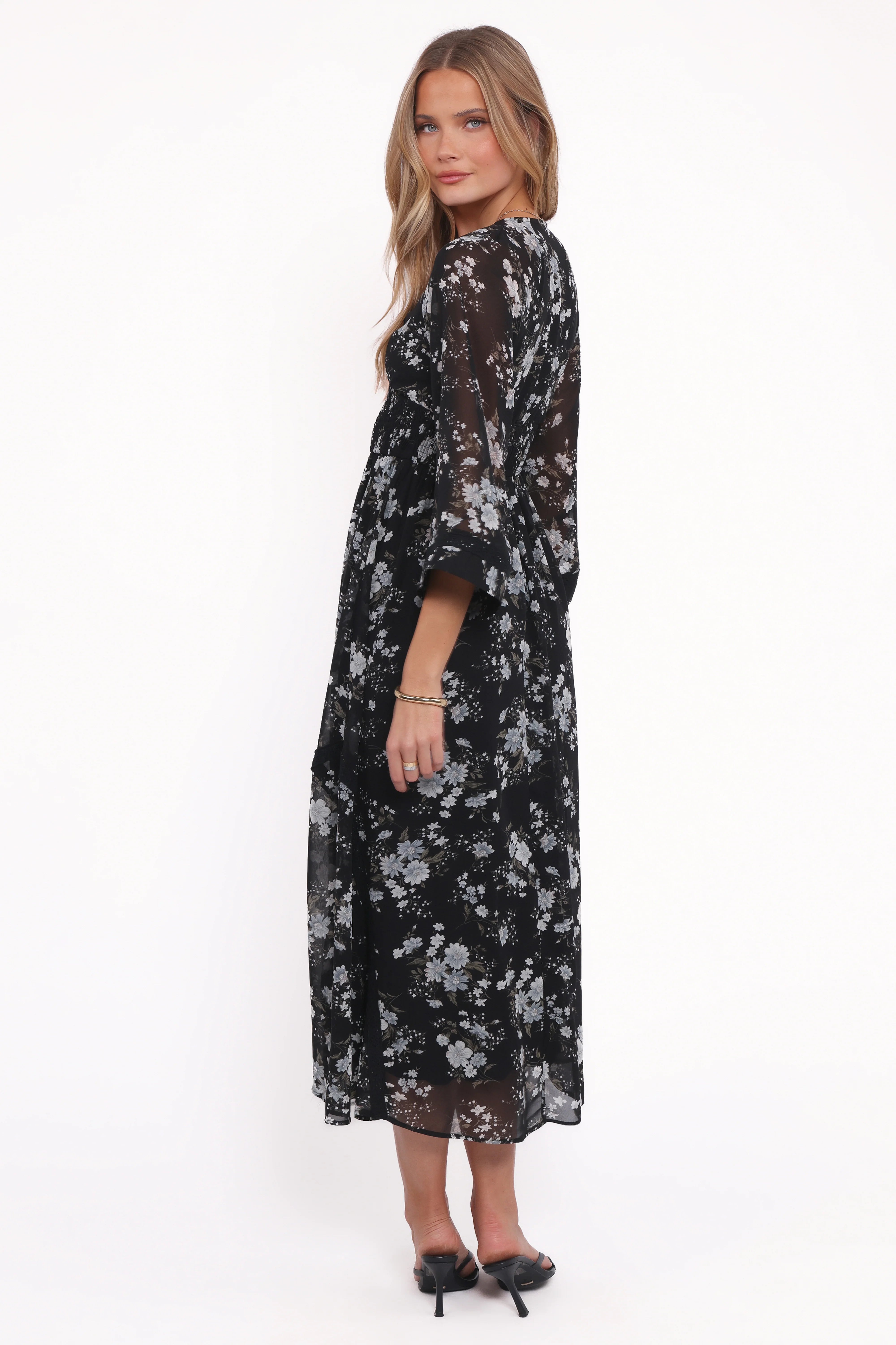 Mavis Long Sleeve Maxi Dress Black Floral