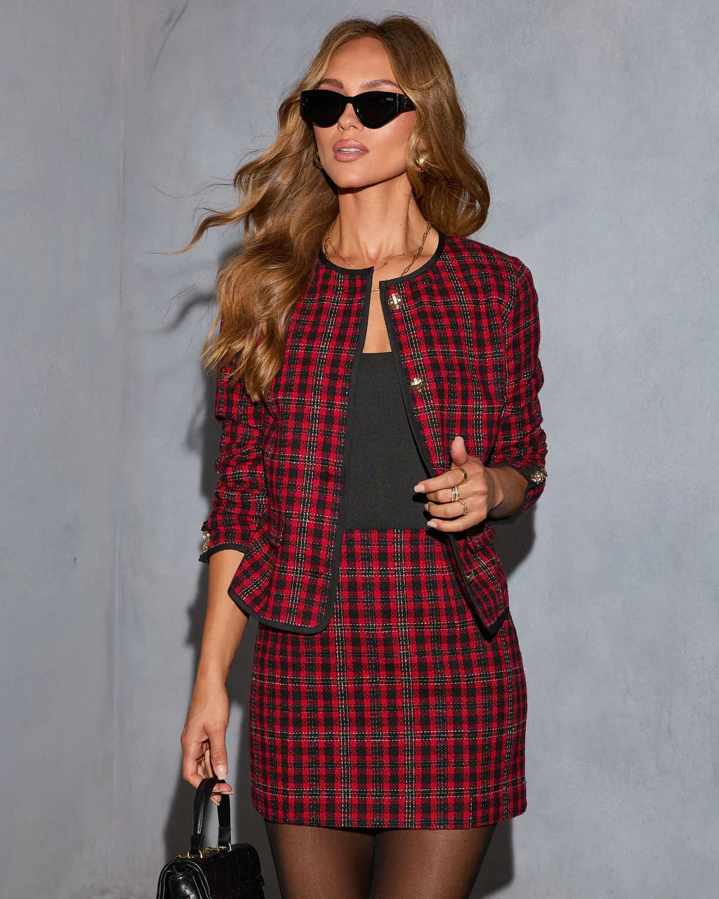 Cranberry Lane Tweed Plaid Blazer
