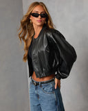 Editah Woven Leather Bomber Jacket