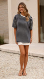 Jeto Oversized Tee Navy White
