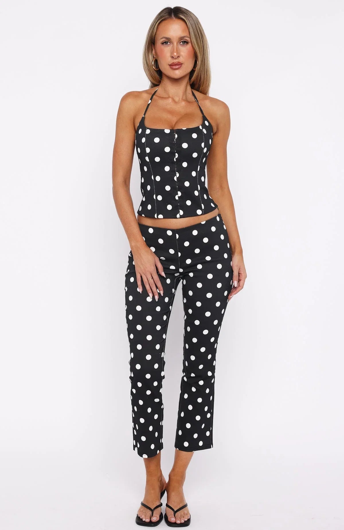 Sweetie Darling Capri Pants Black White Polka Dot