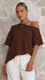 Blair Off Shoulder Tee Chocolate