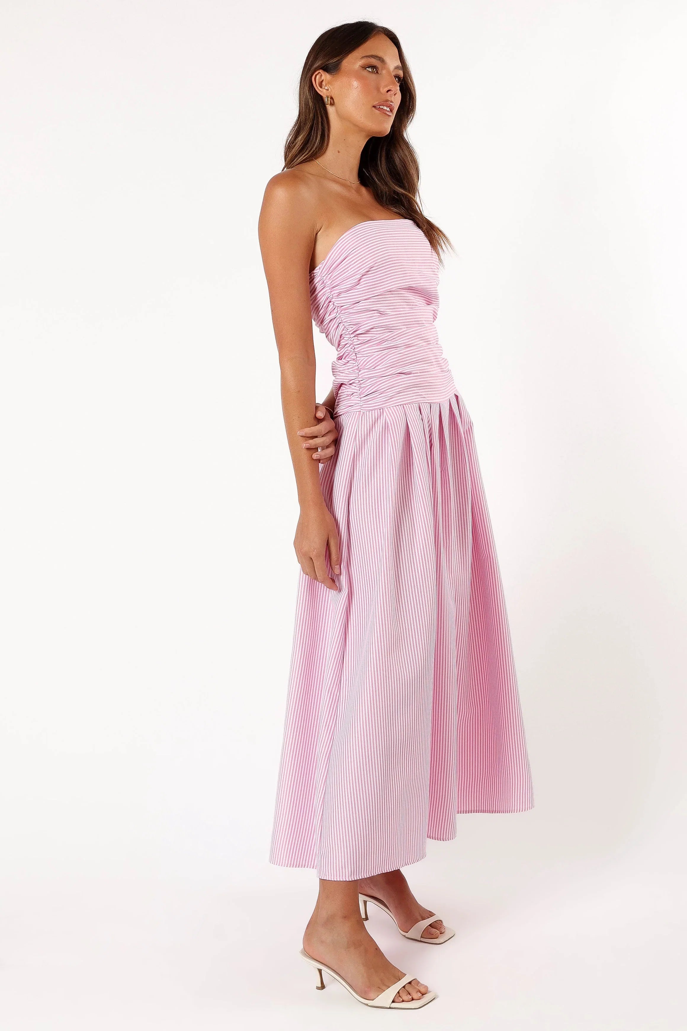 Avalee Strapless Maxi Dress Pink Stripe