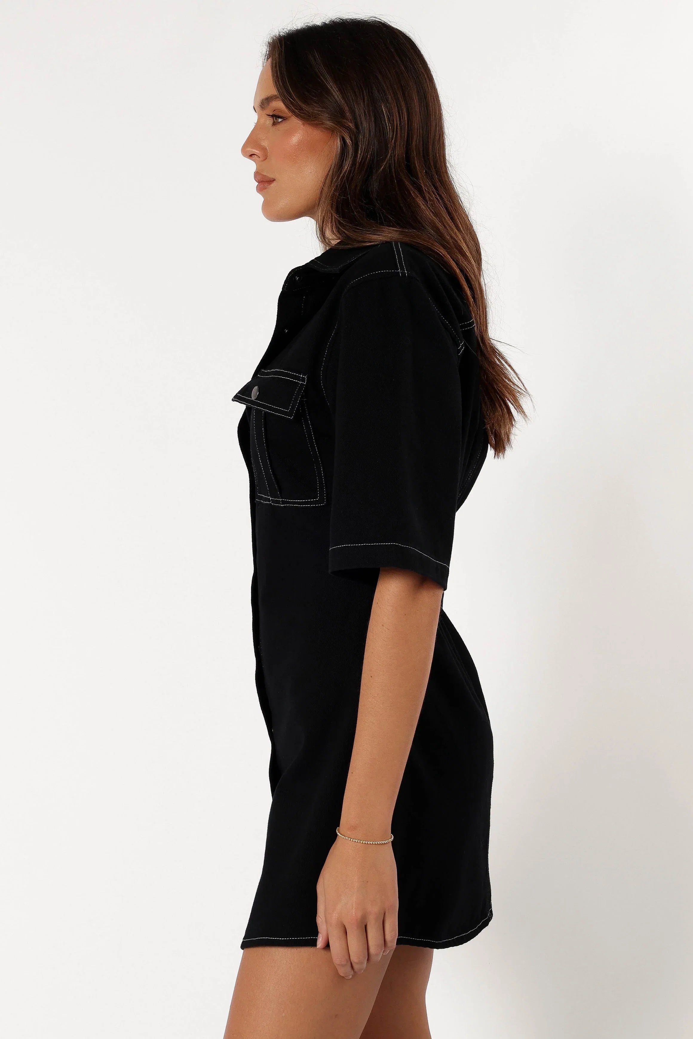 Hailey Denim Mini Dress Black