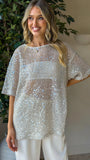 Varni Oversized Sequins Tee Beige