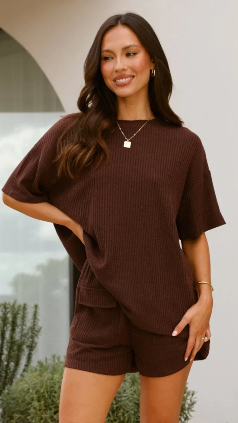 Selma Top and Shorts Set Chocolate
