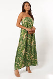 Penny Strapless Midi Dress Ibiza Palm