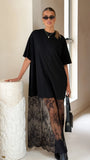 Raina T Shirt Maxi Dress Black Lace