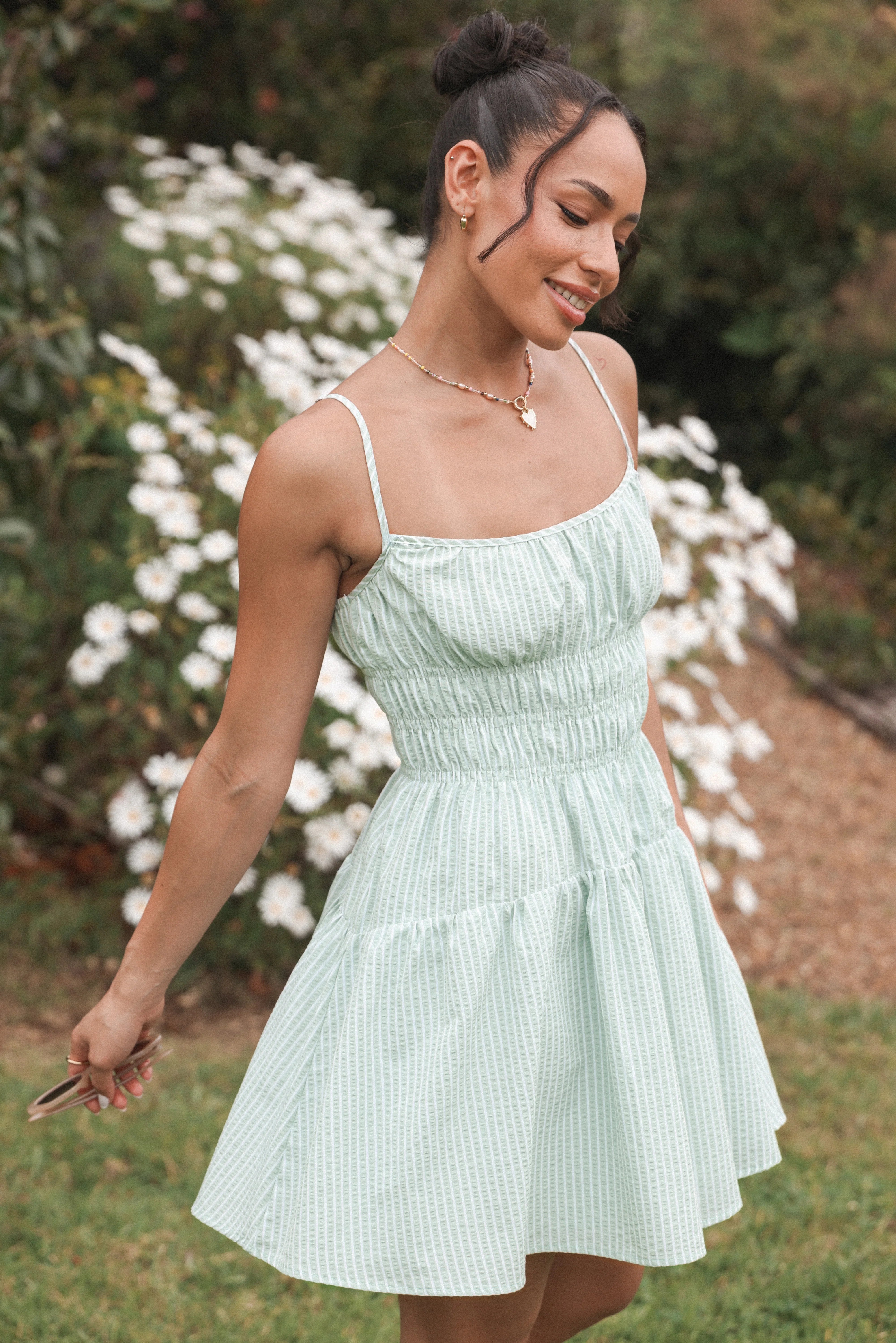 Makayla Mini Dress Green Stripe