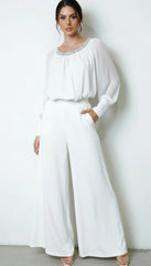 Halo Beaded Sheer Blouse White