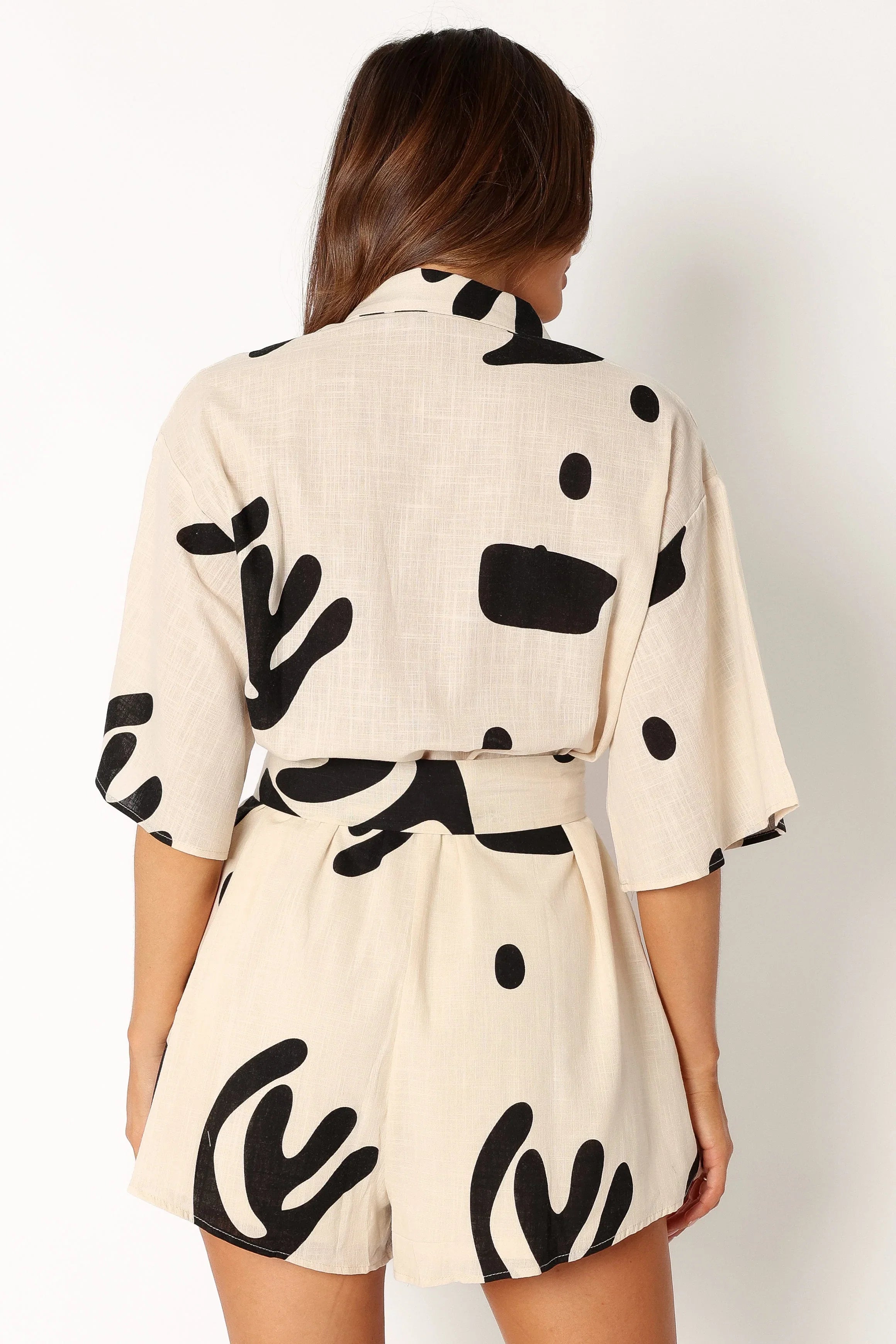 Kellie Romper Beige Black