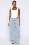 Just My Type Mid Rise Wide Leg Jeans Mid Blue