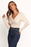 Demi Twist Detail Knit Top Cream