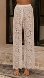 Ebony Asymmetrical Lace Top Pants Set White
