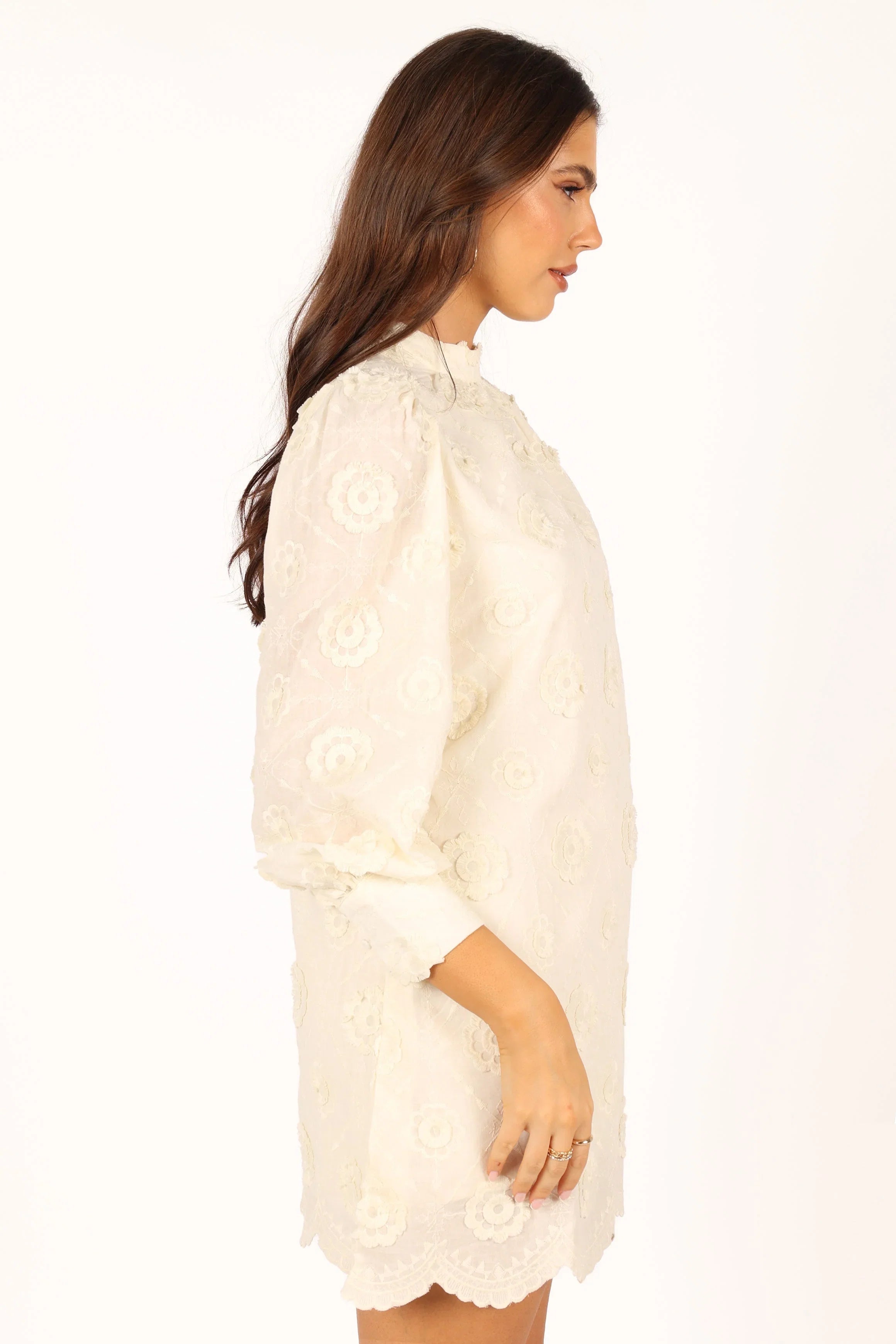Stefania Long Sleeve Mini Dress Cream