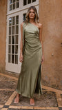 Halle One Shoulder Maxi Dress Olive
