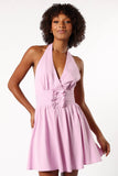 Leigh Halterneck Mini Dress Lavender