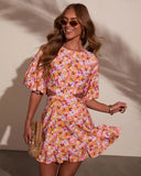 Nomadic Charm Floral Cut Out Mini Dress