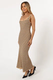Henry Striped Midi Dress Beige Black