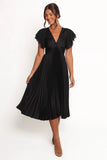 Nova Flutter Sleeve Midi Dress Black