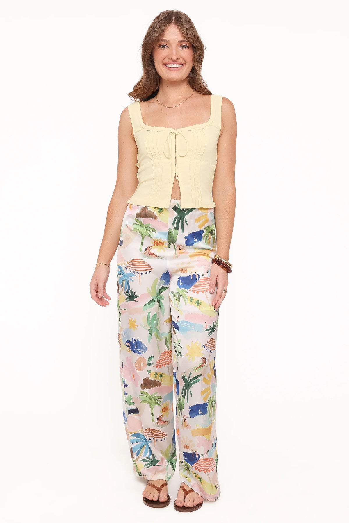 Alba Wide Leg Pant Cream Resort Isle