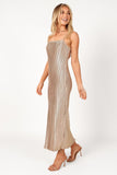 Liza Pleated Maxi Dress Gold