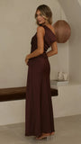 Auria Off Shoulder Maxi Dress Chocolate