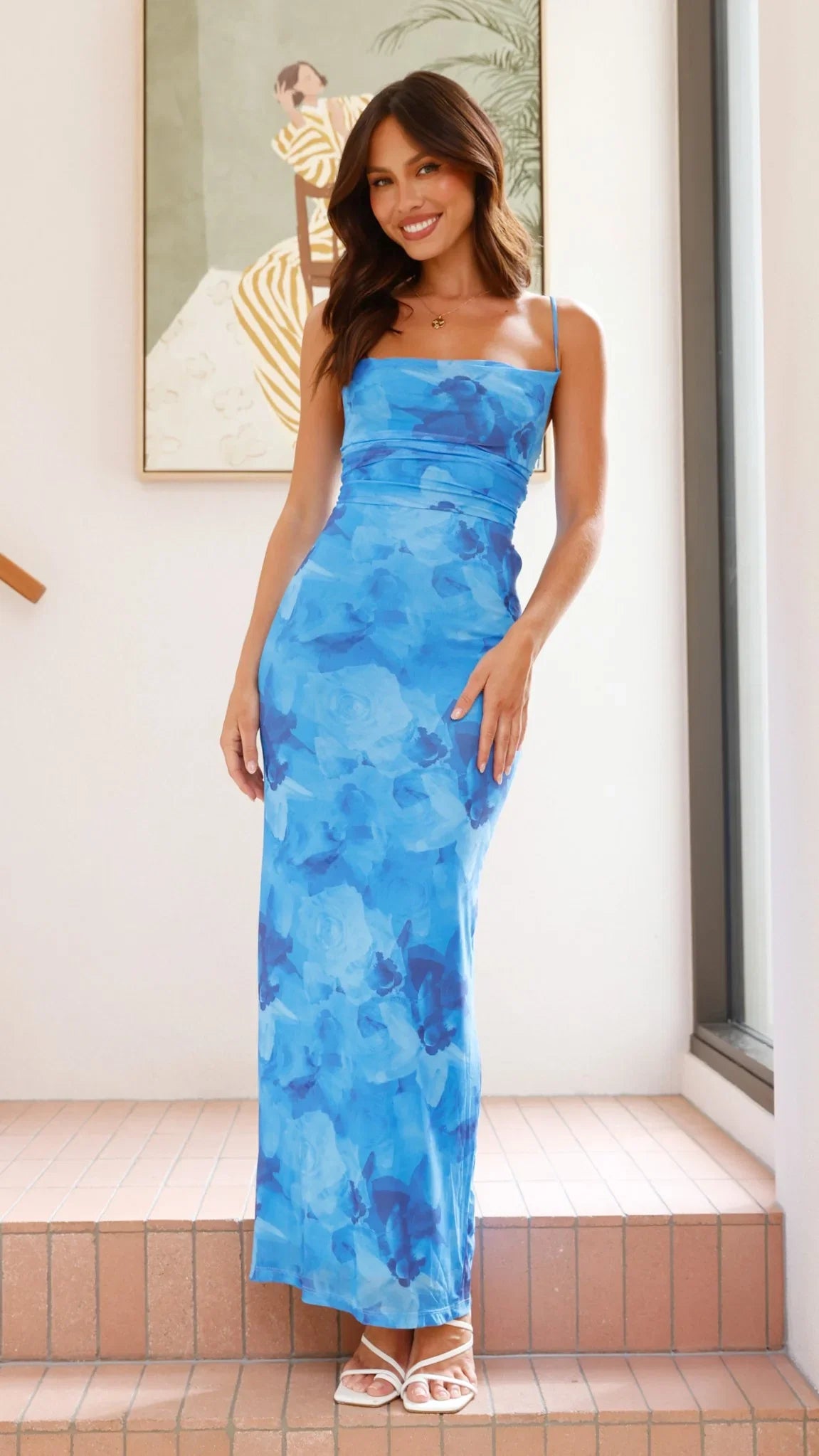 Ashley Maxi Dress Dark Blue Floral