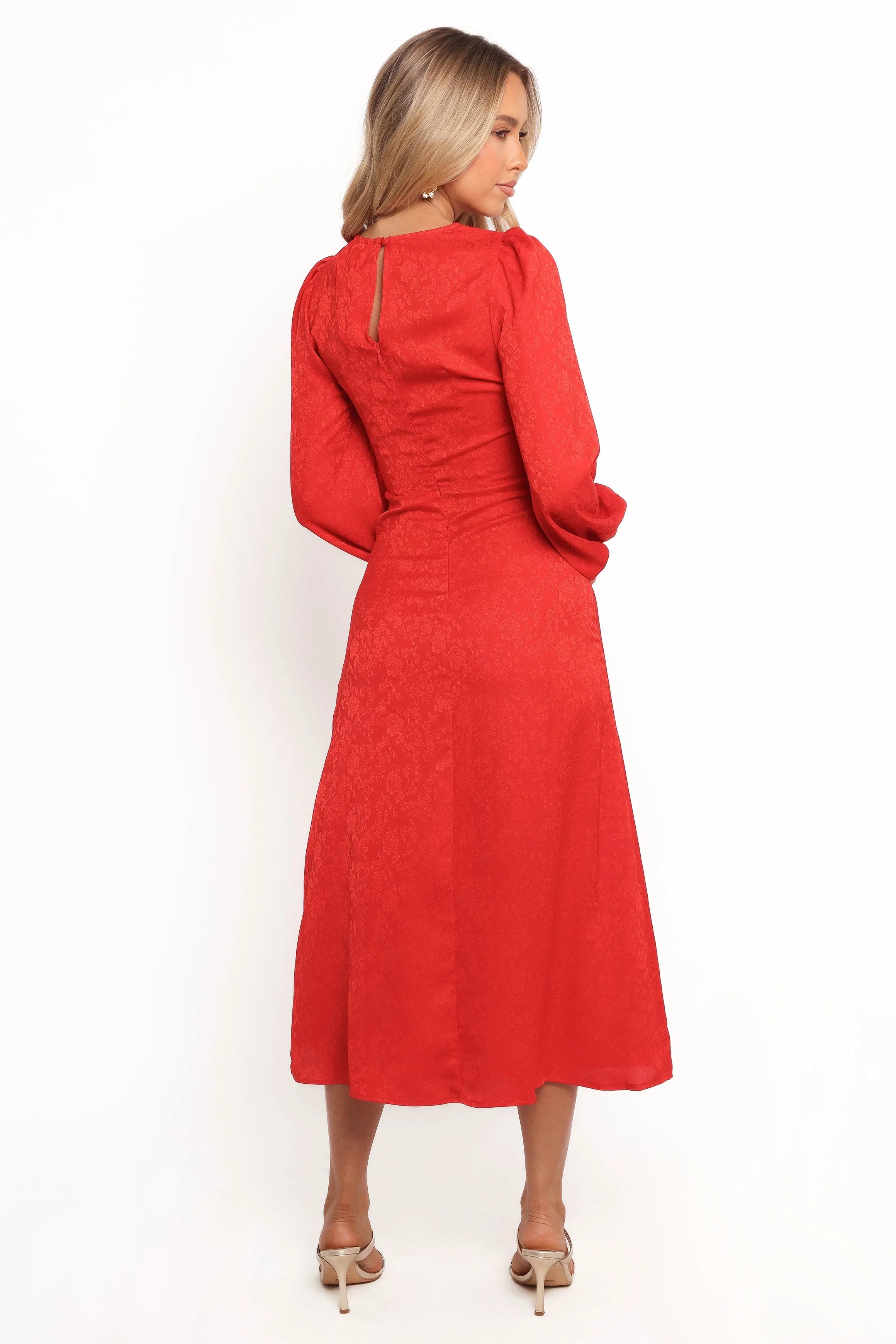 Laine Long Sleeve Midi Dress Red