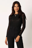 Kellie Mesh Long Sleeve Bodysuit Black