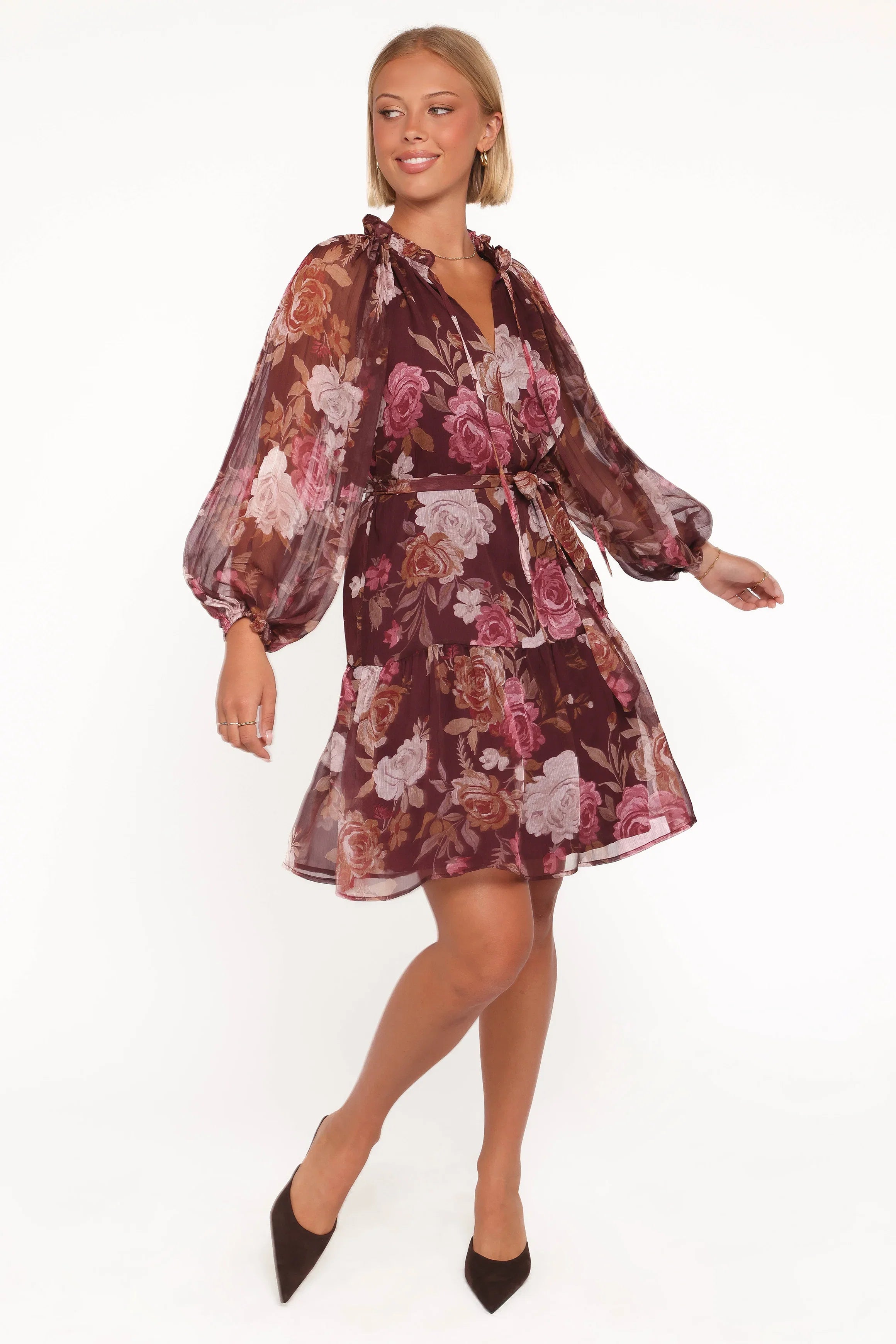 Hensely Mini Dress Burgundy Brandy Bloom