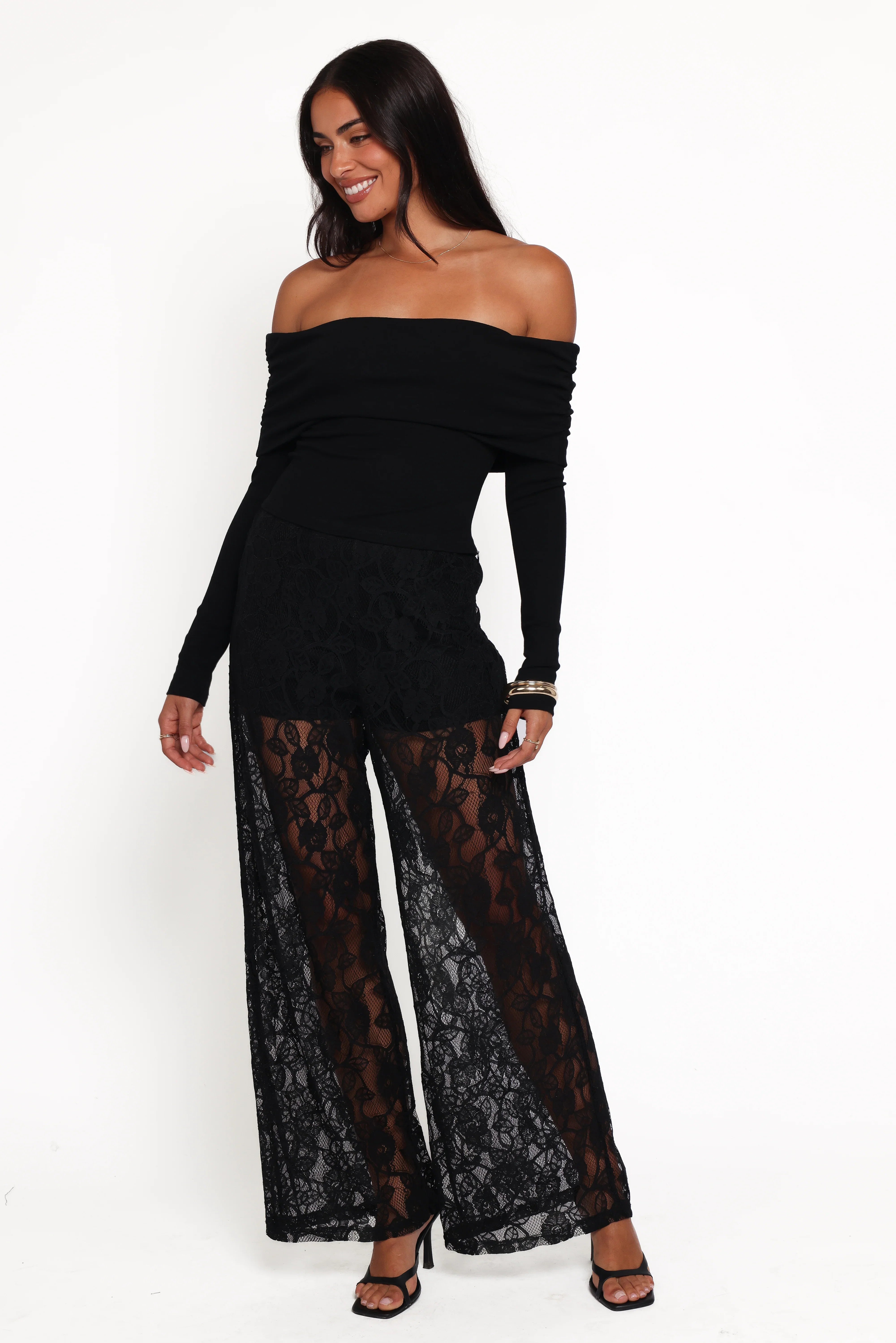 Alina Lace Pant Set Black