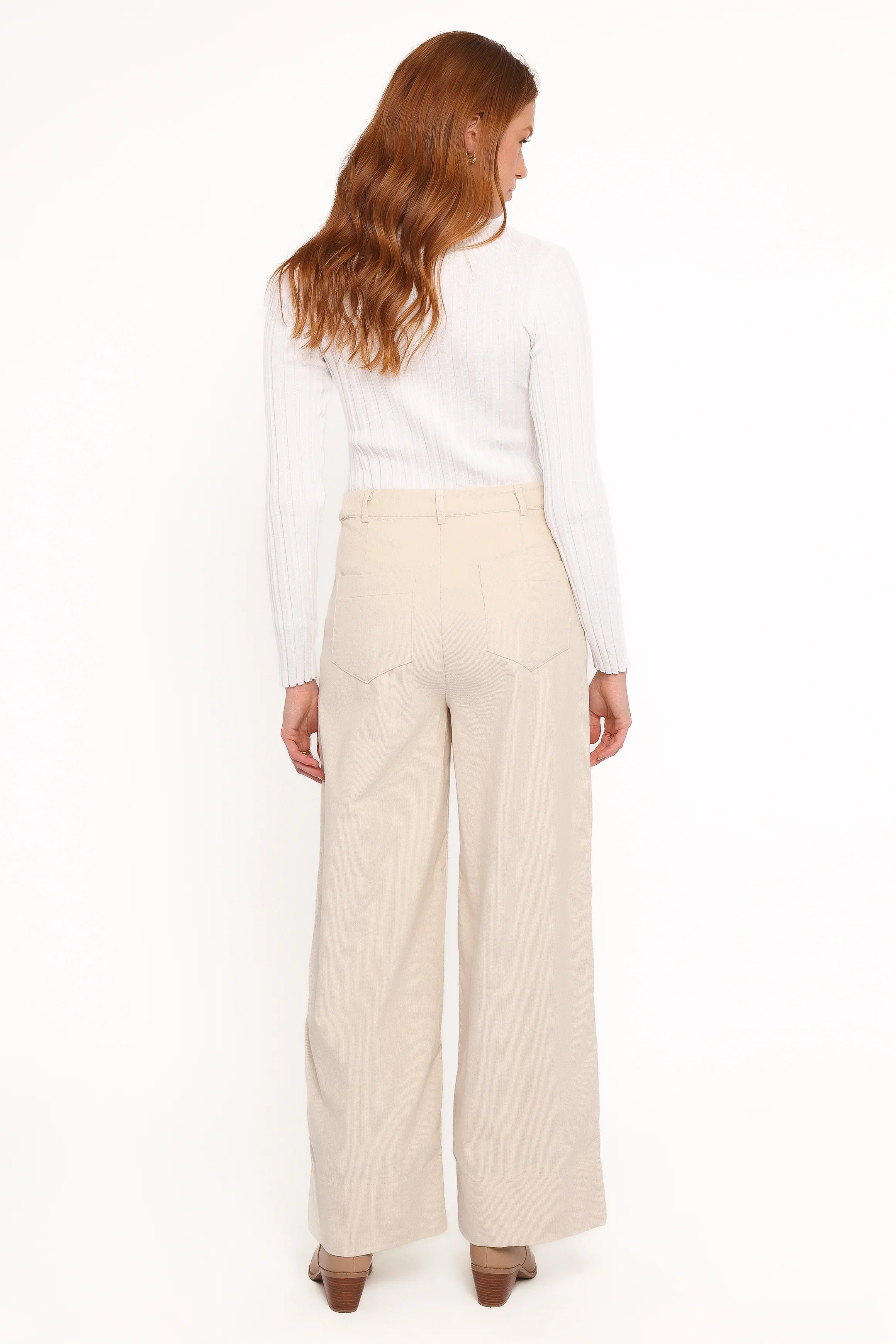 Faelan Wide Leg Cord Pants Beige