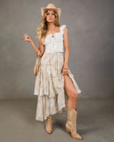 Dusty Paloma Floral Eyelet Bust Tie Crop Top