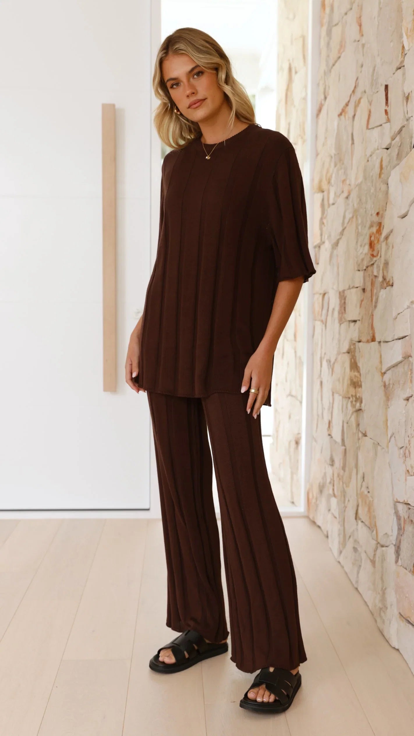 Bayu Knit Pants Brown