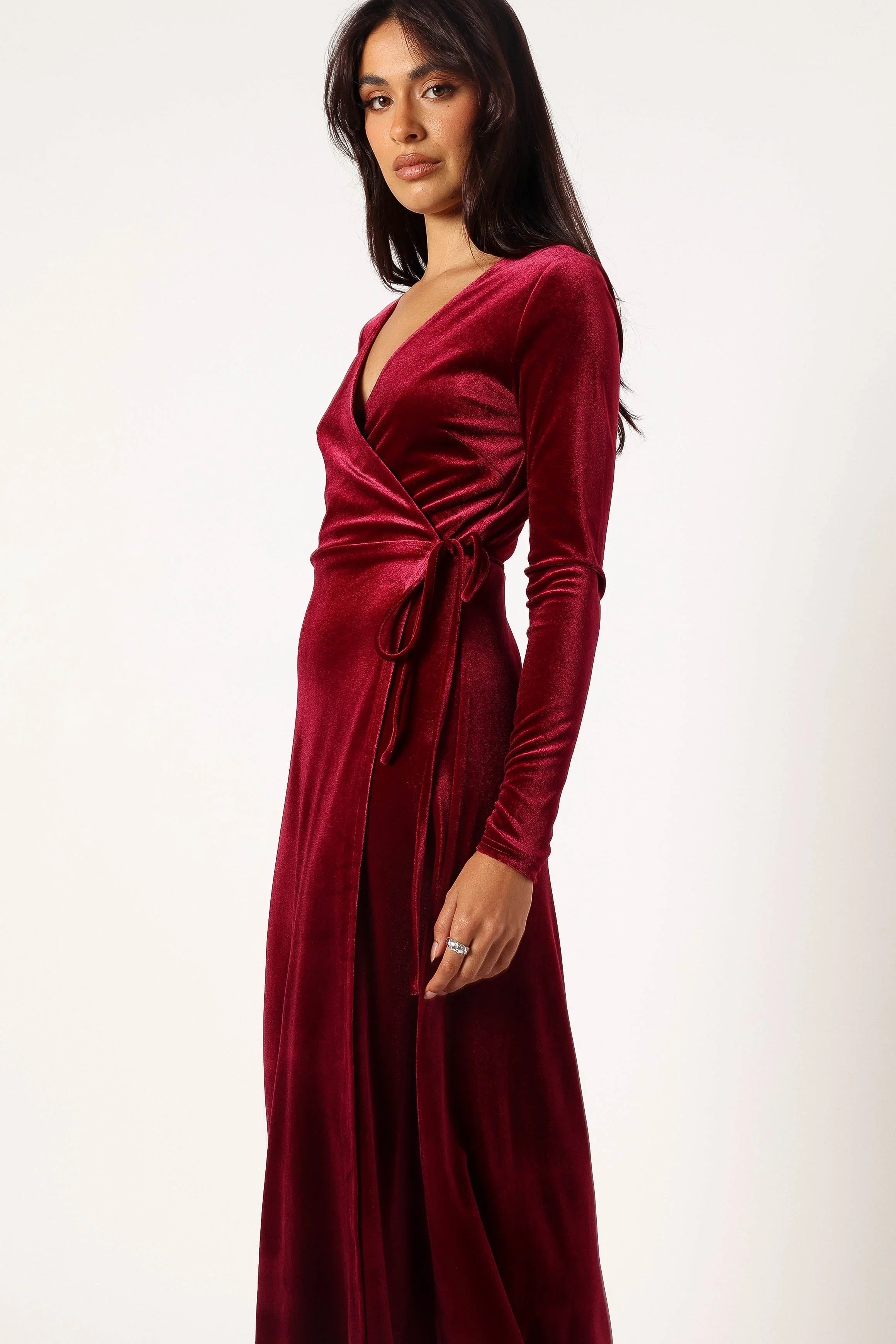 Darby Long Sleeve Midi Dress Burgundy