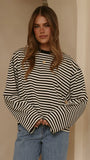 Solana Long Sleeve Top Black White Stripe