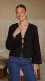 Kiera Tie Front Top Black