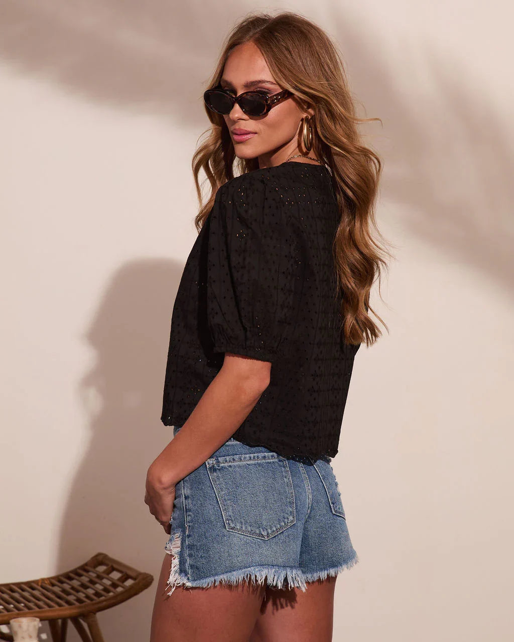 Ritual Moment Cotton Eyelet Puff Sleeve Top