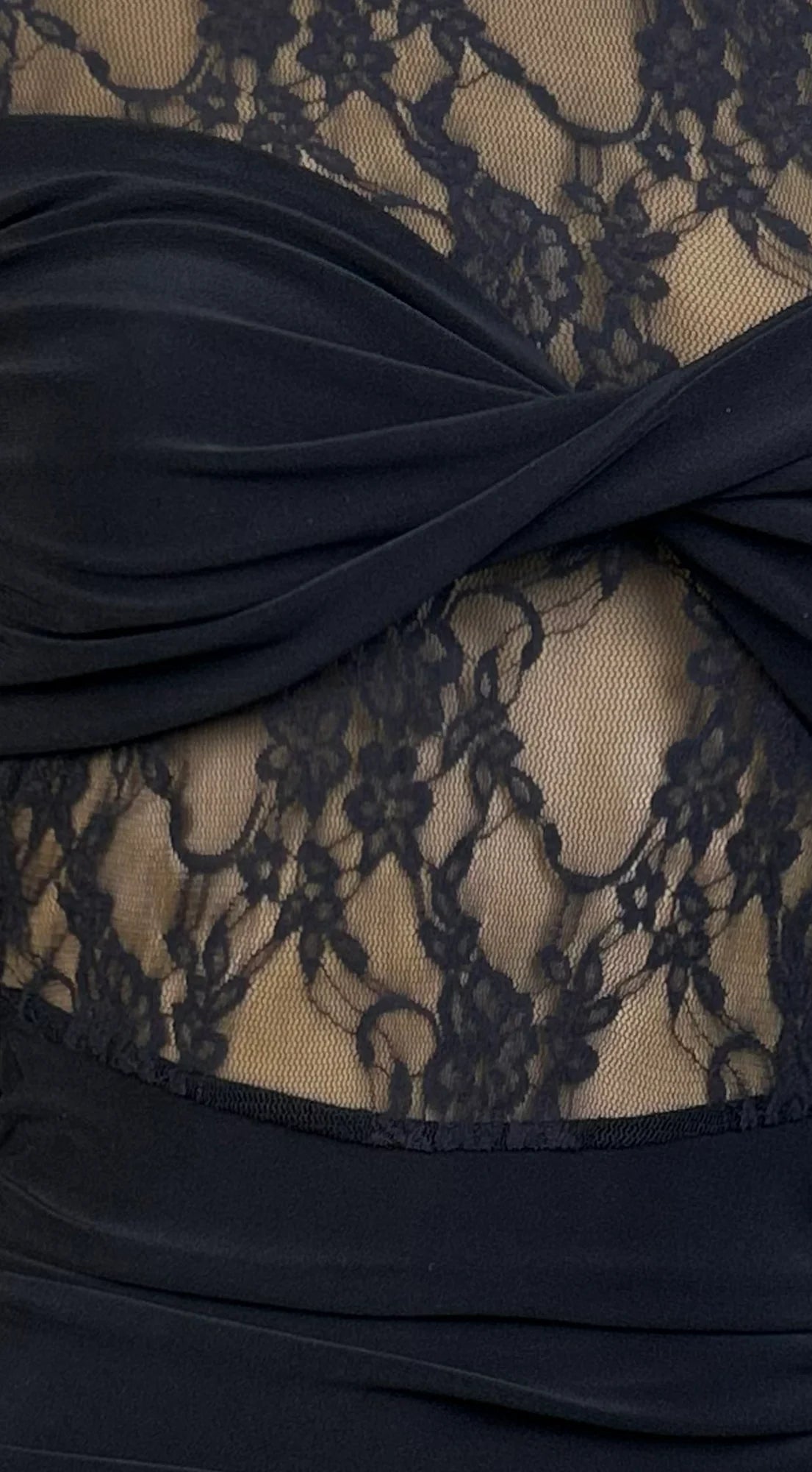 Isadora Lace Sash Mini Dress Black
