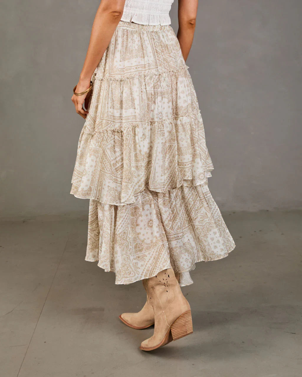 Sunset Drifter Tiered Paisley Maxi Skirt